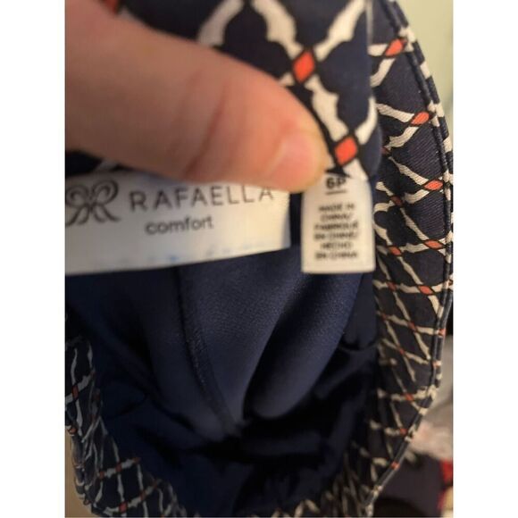 Rafaella Cute Navy & Orange Pull On Skirt. Geometric pattern. Size 6P - Picture 2 of 5